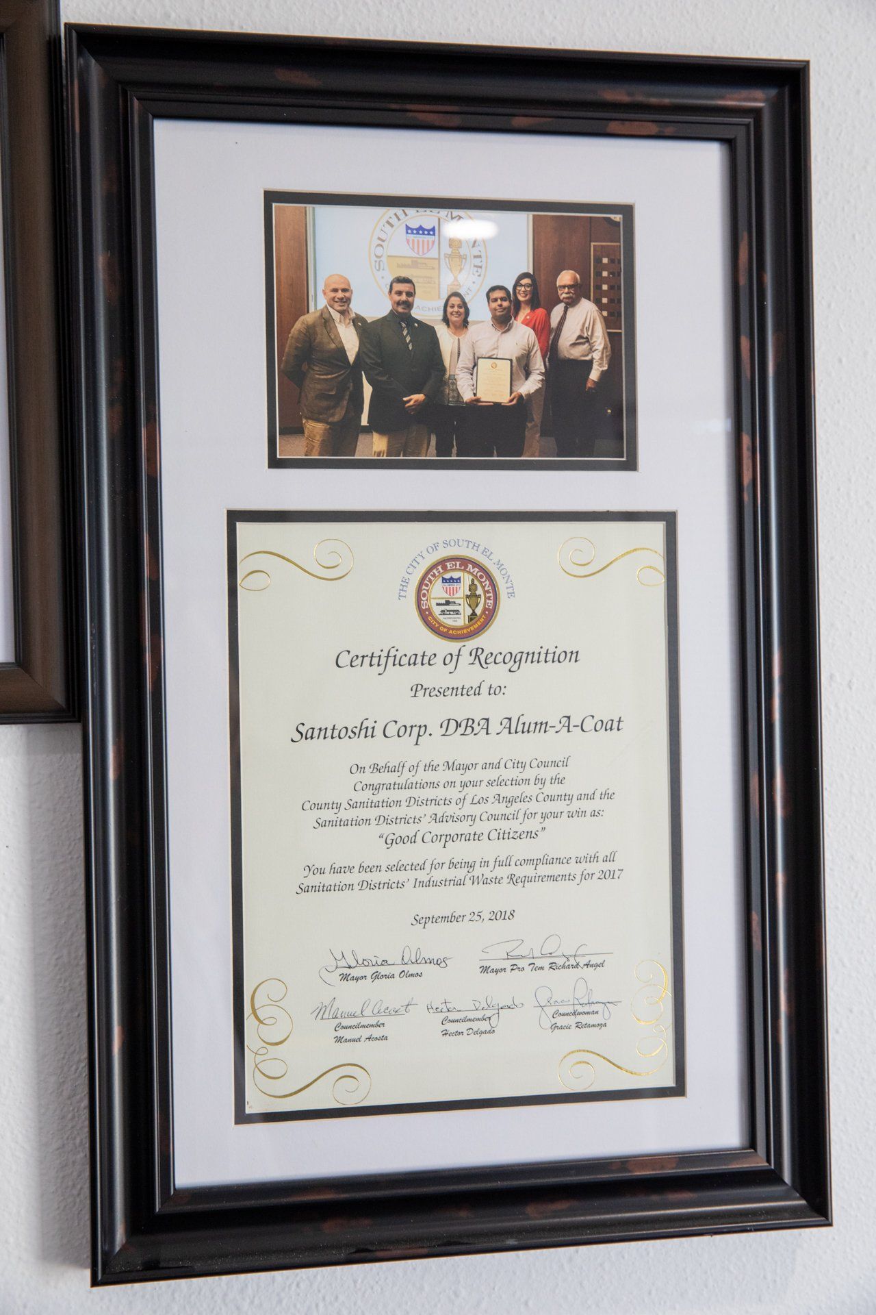Certificate of recognition