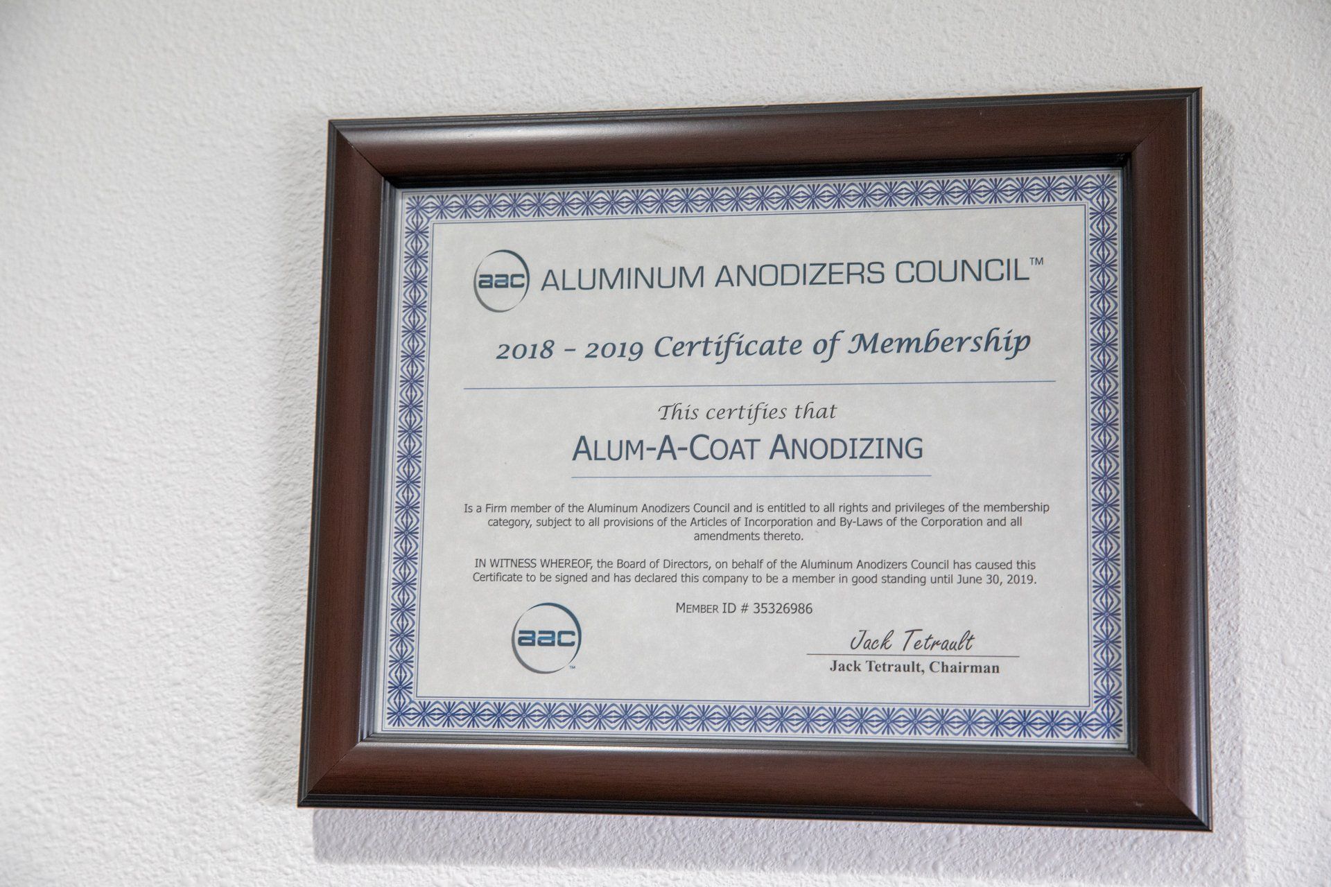 Aluminum Anodizer council award