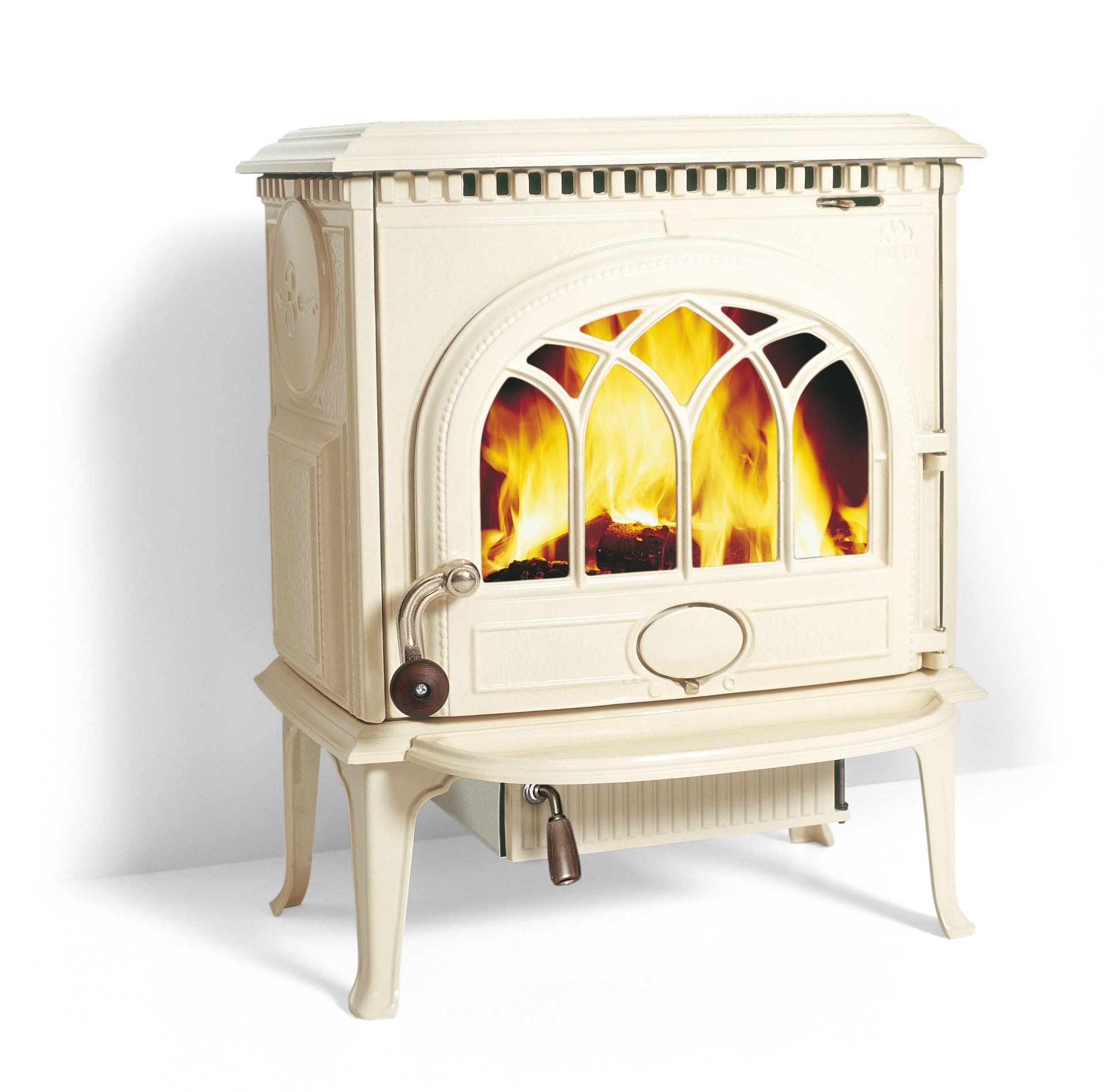 Cream wood burning stove at the Fireplace Isle of Wight