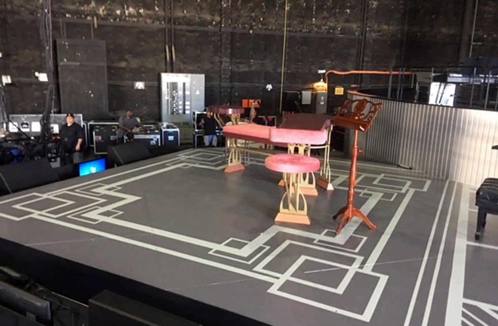 The decorative floor of Barbra's 2016 concert stage.