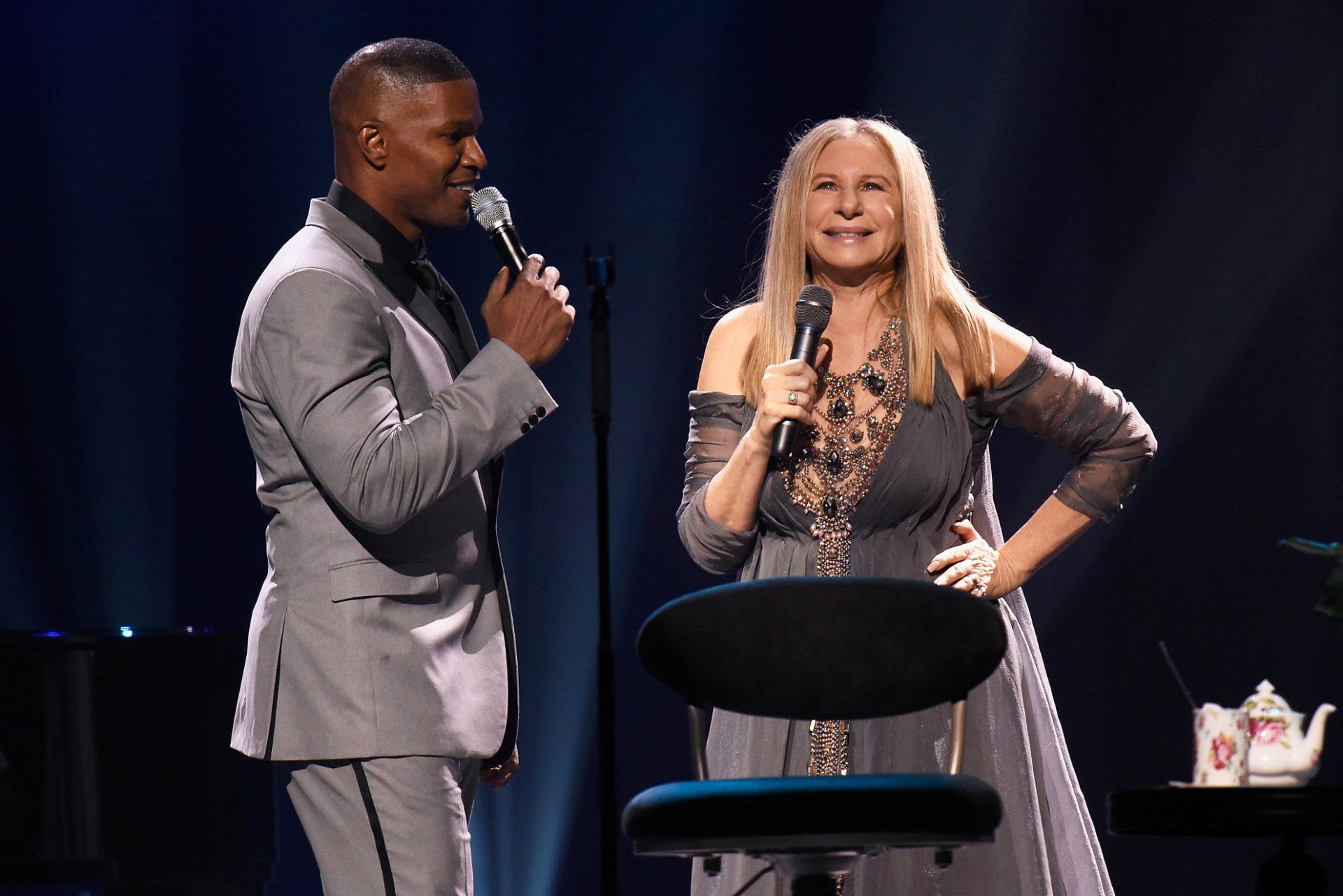 Jamie Foxx and Streisand duet in Miami. The concert was filmed as a Netflix special. Jamie Foxx and Streisand duet in Miami. The concert was filmed as a Netflix special.