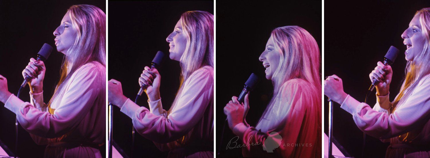 Profile photo of Streisand singing at the 1974 Columbia Records convention. Profile photo of Streisand singing at the 1974 Columbia Records convention.