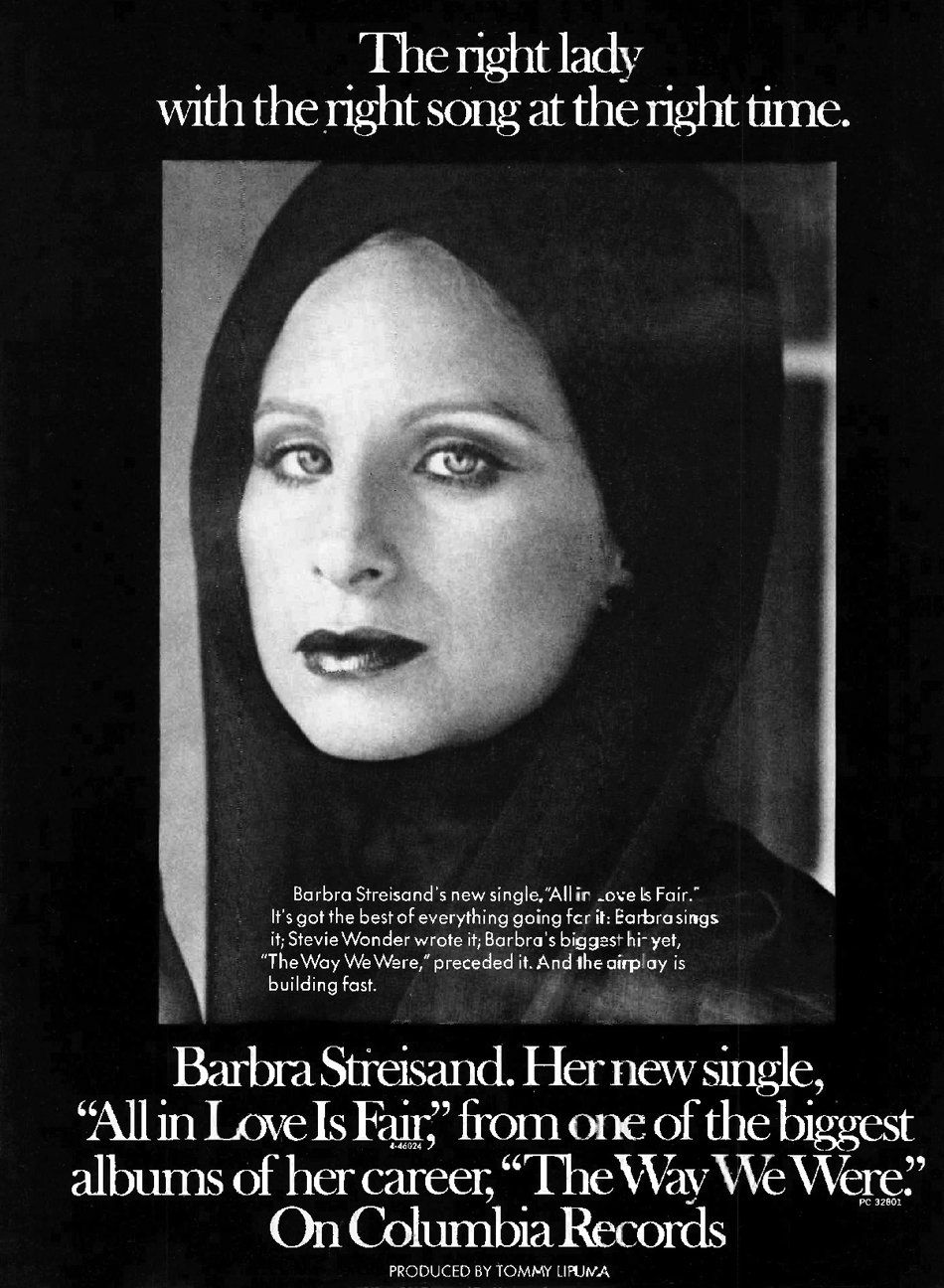 Columbia Records ad for All In Love Is Fair