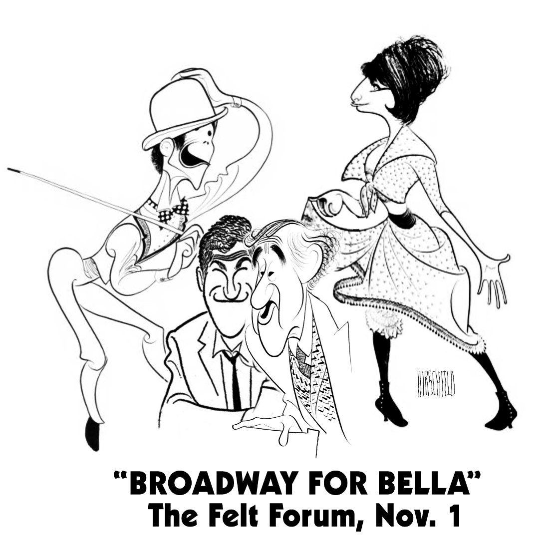 Poster for the Abzug concert with illustrations by Hirschfeld
