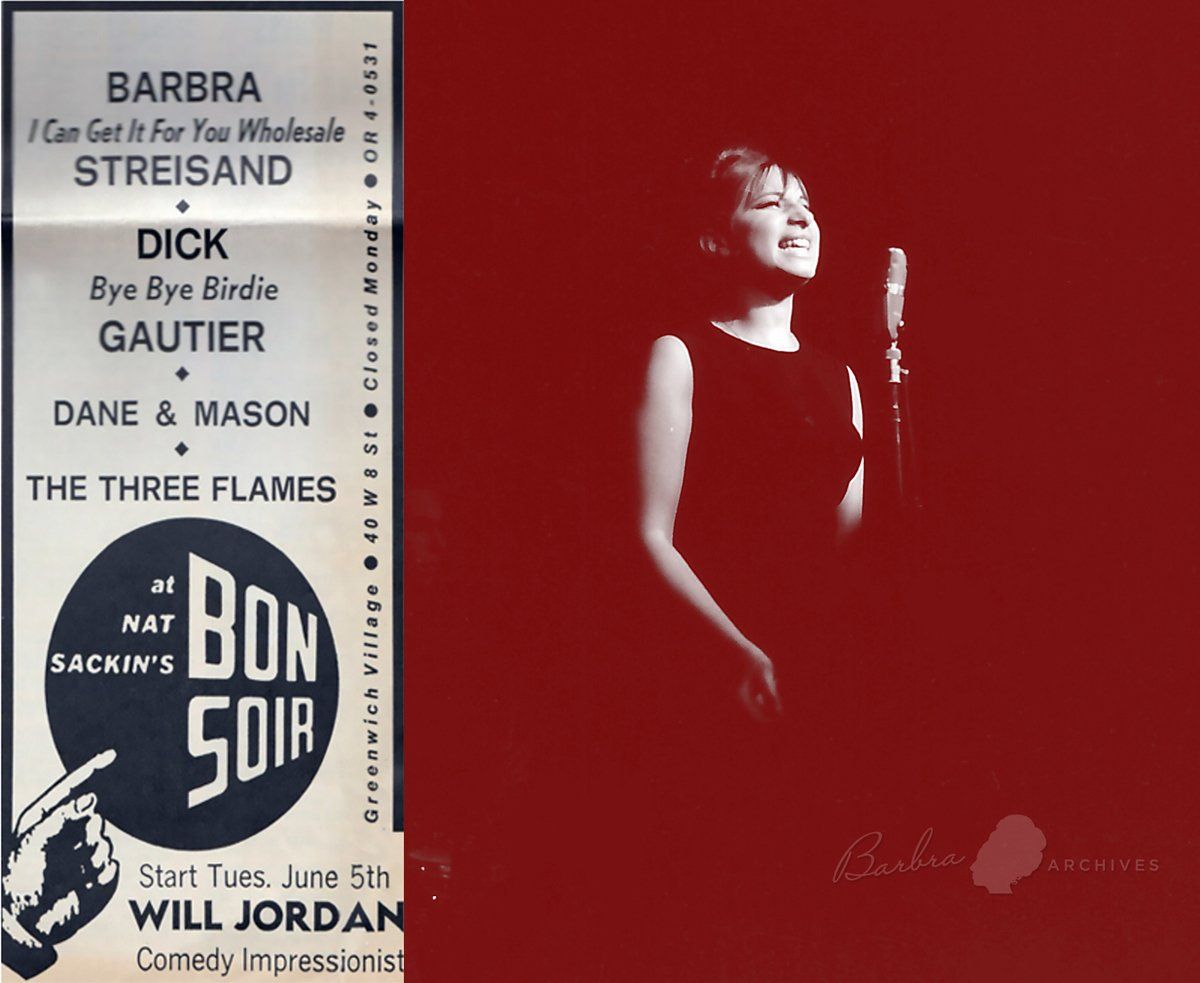 Ad for Streisand at the Bon Soir alongside a Live Photo of her singing Ad for Streisand at the Bon Soir alongside a Live Photo of her singing