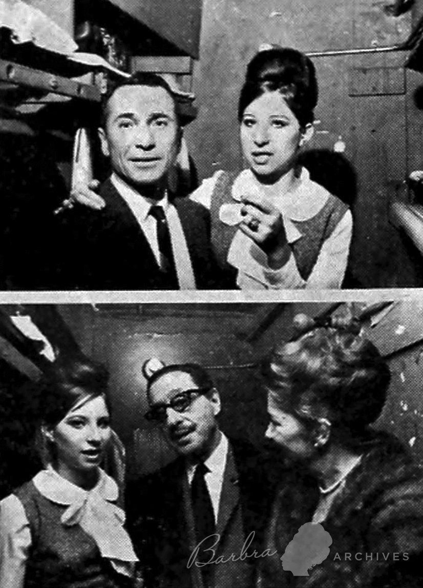 Barbra poses at Bon Soir with Arthur Laurents and Harold Arlen