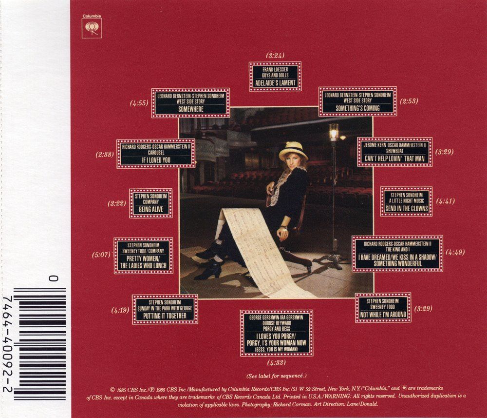 Back side of Broadway Album CD