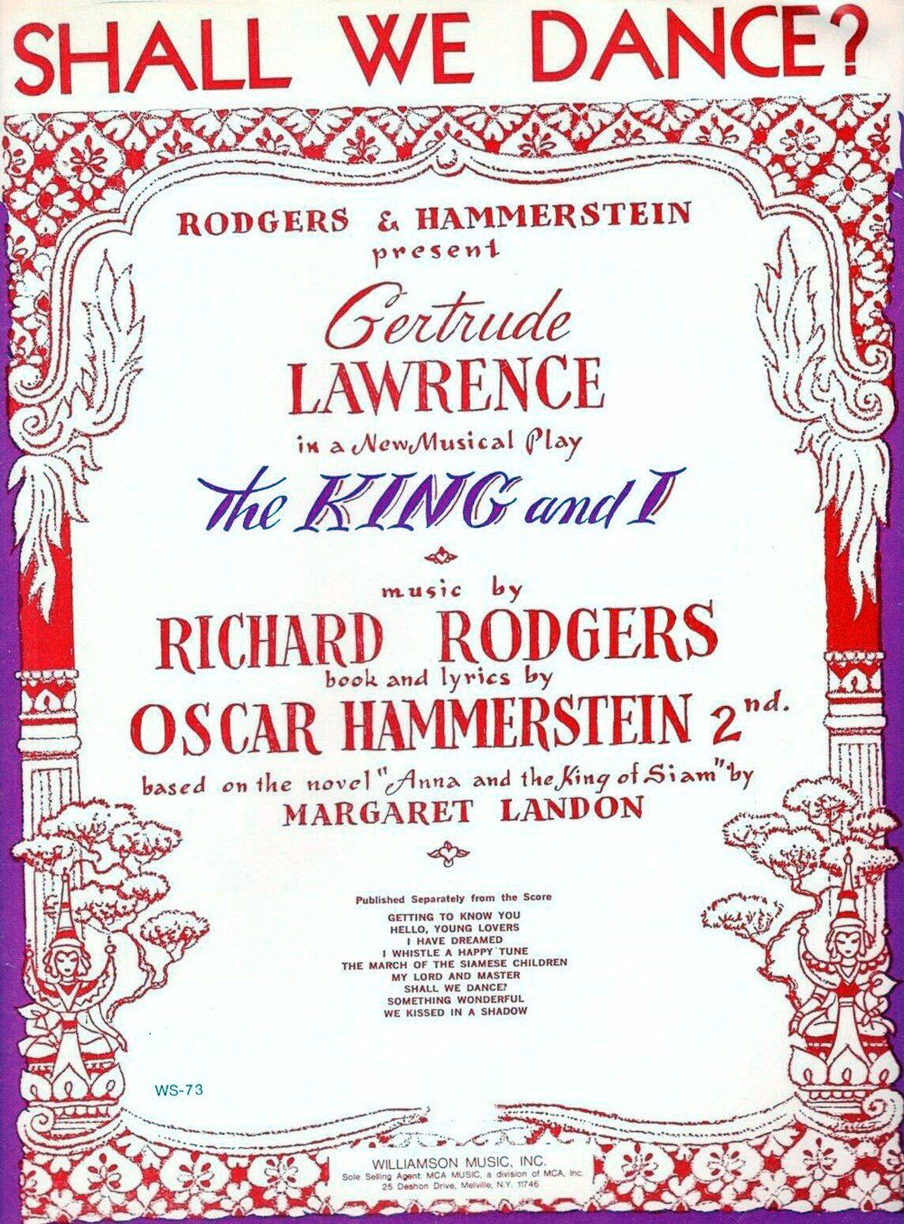 Sheet music from original production of THE KING AND I