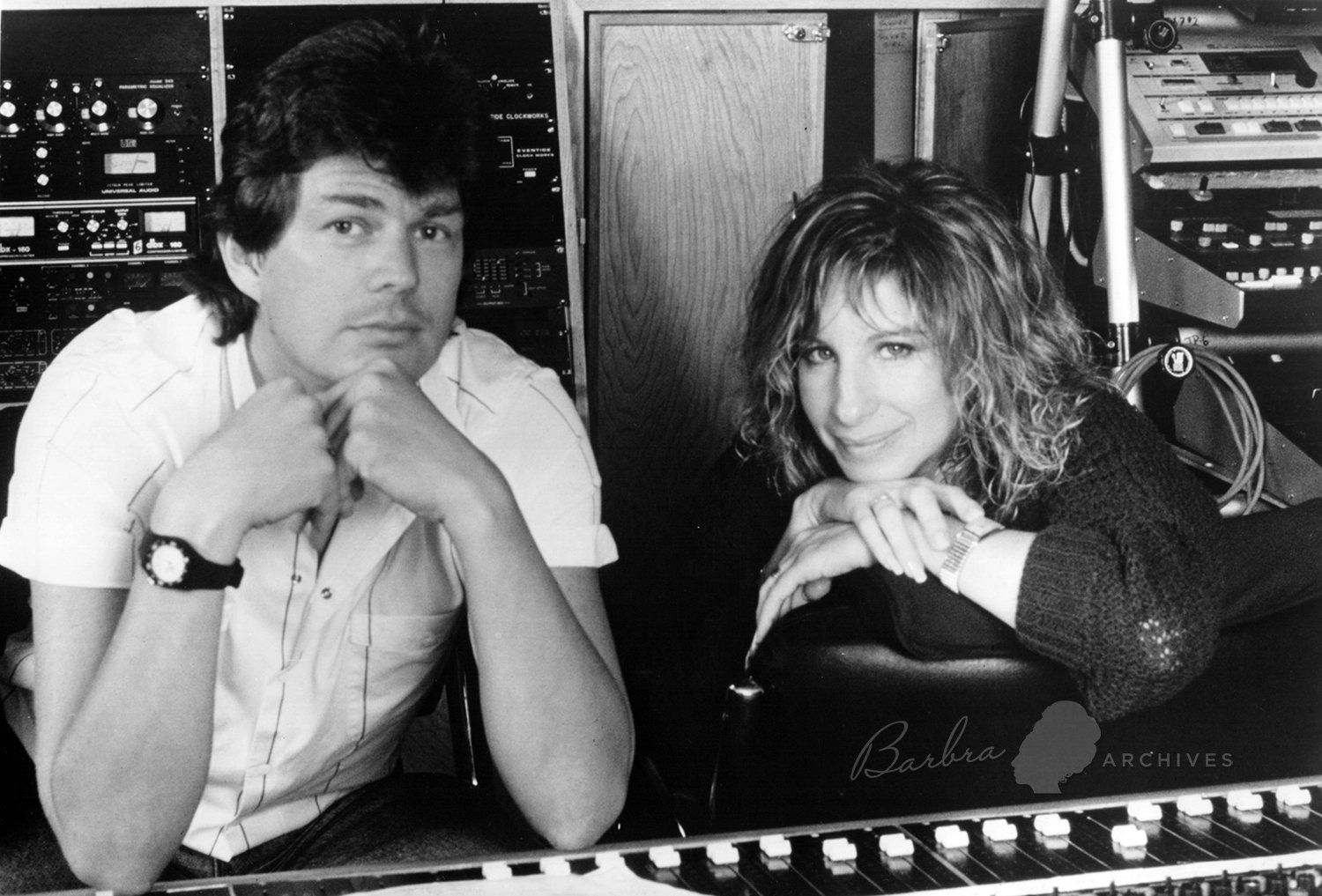 David Foster and Barbra Streisand in the studio for THE BROADWAY ALBUM. Photo by: Mark Sennet. David Foster and Barbra Streisand in the studio for THE BROADWAY ALBUM. Photo by: Mark Sennet.
