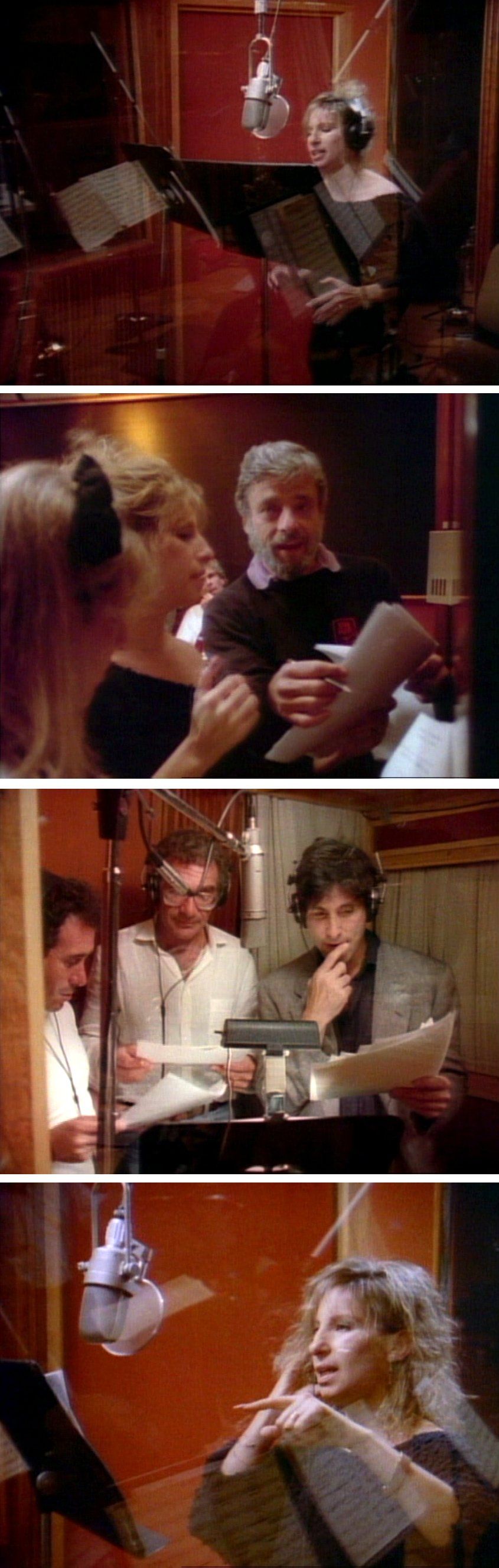 Images of Barbra Streisand recording the Sondheim song