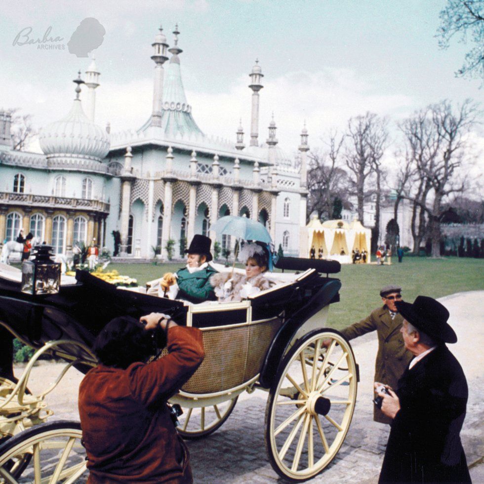 Streisand and Beaton filming at Brighton.