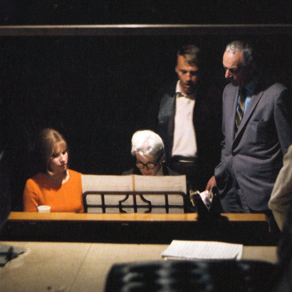 Streisand goes over the score to On A Clear Day.