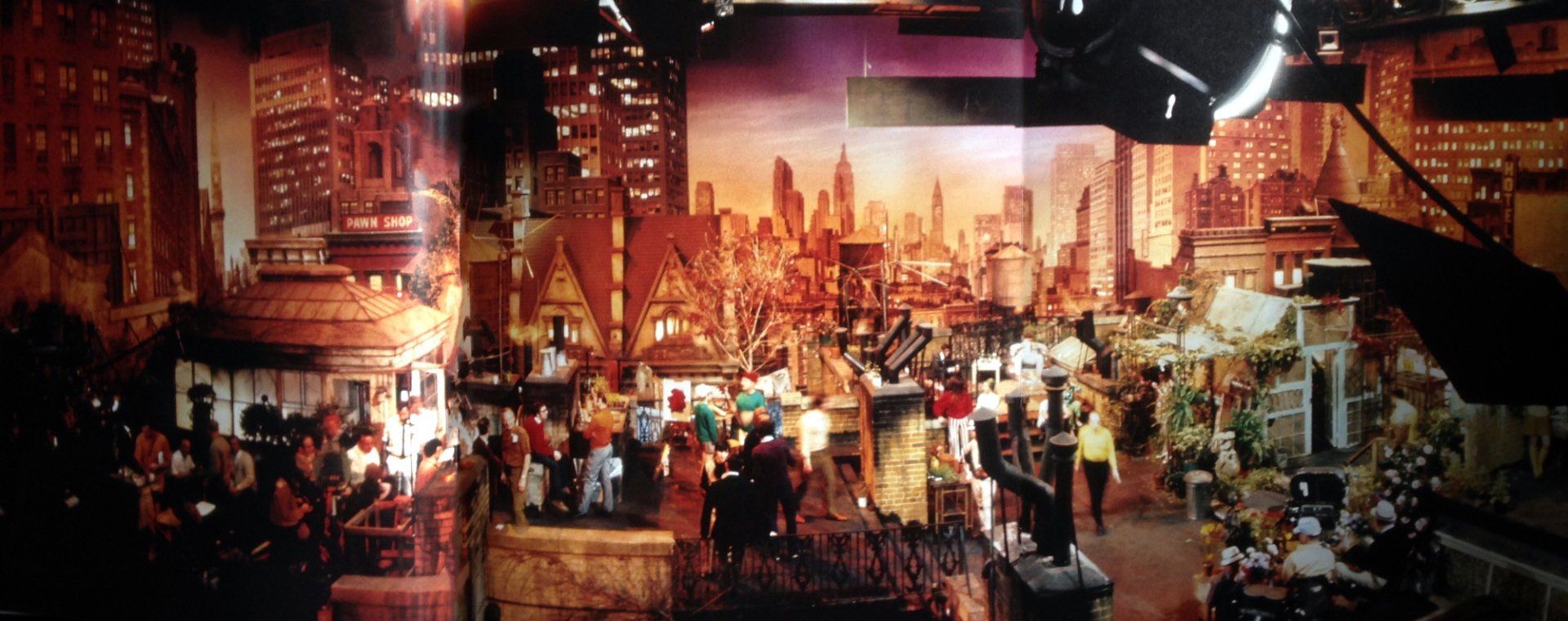The glorious soundstage set for Daisy's rooftop.  They are filming 
