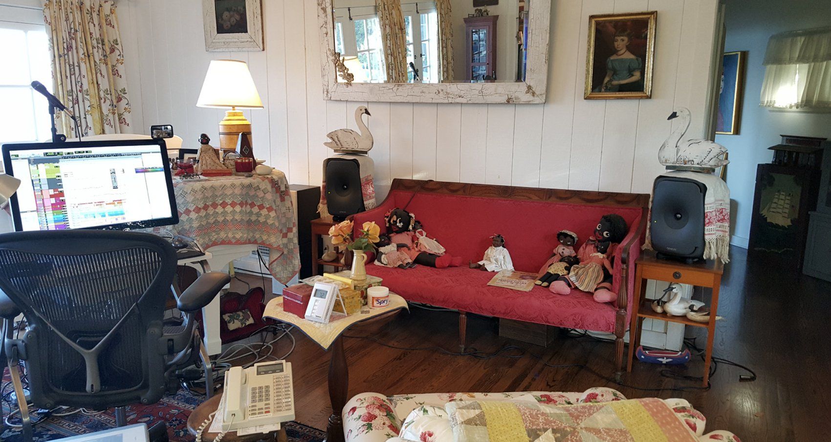 Grandma's House set up for final mixing of songs.