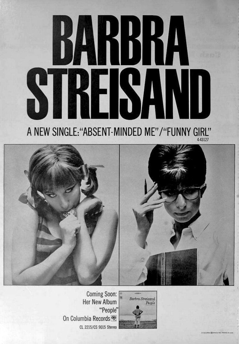 Columbia Records advert for Funny Girl singles Columbia Records advert for Funny Girl singles