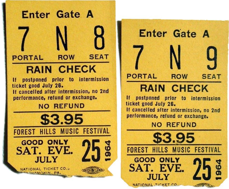 Two ticket stubs from Streisand's 1964 concert
