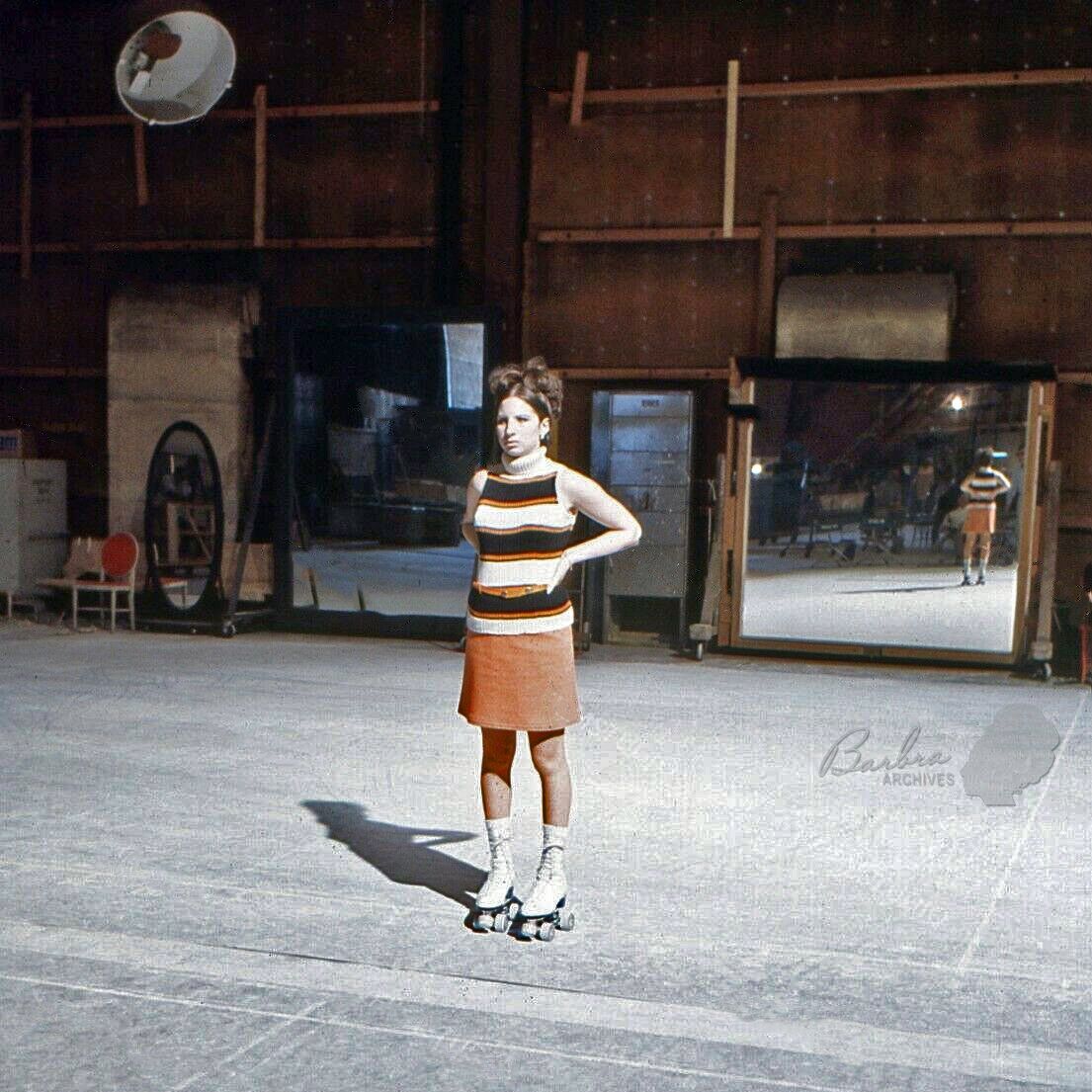 Streisand on the Columbia lot rehearsing Roller Skate Rag.