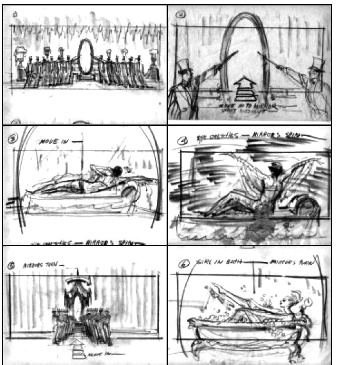 Huebner storyboards for the Bride musical number.