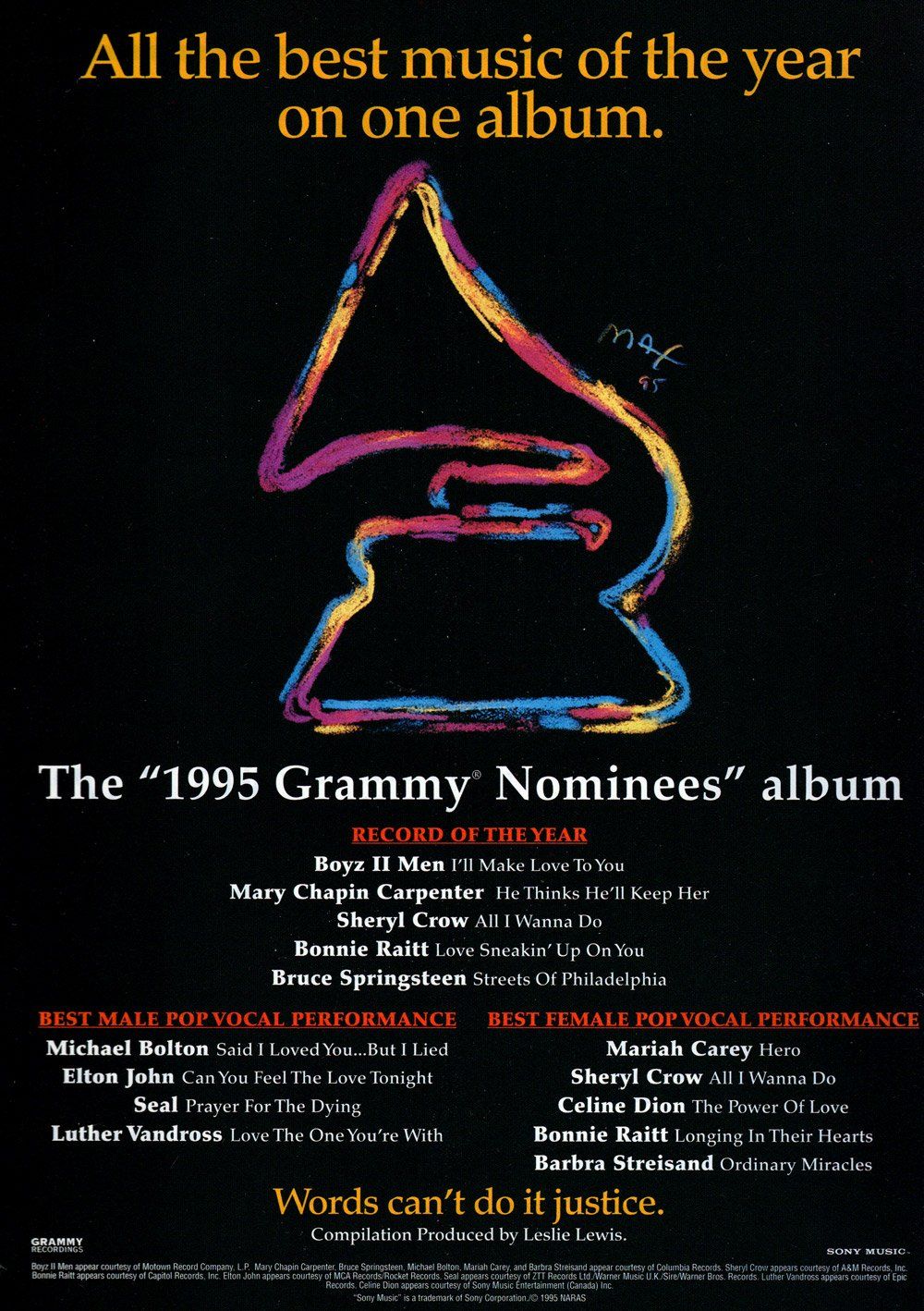 Advertisement for the 1995 Grammy Nominees CD Advertisement for the 1995 Grammy Nominees CD