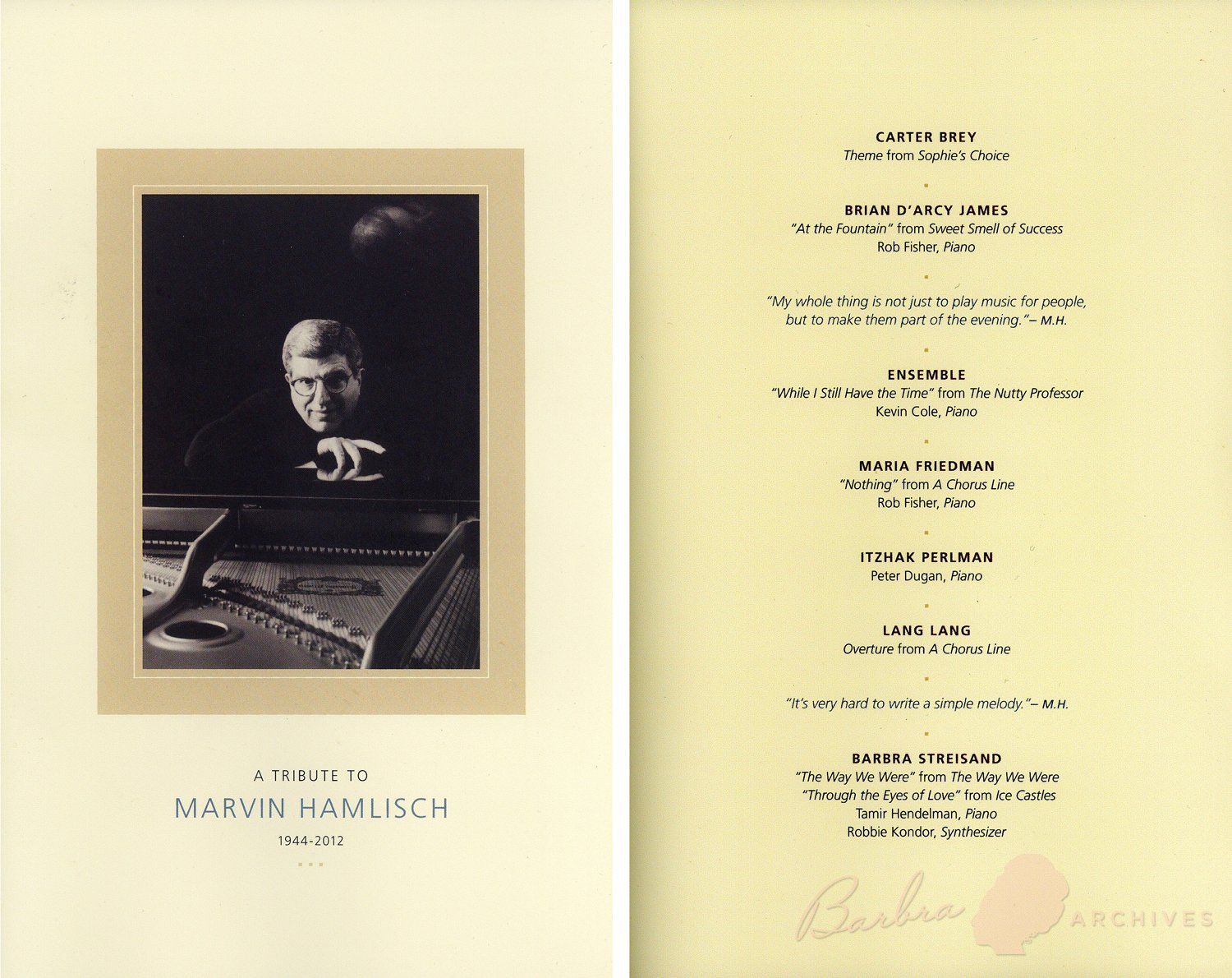 Two pages from the program, courtesy of Ricky Coombs, who contributed greatly to this page!