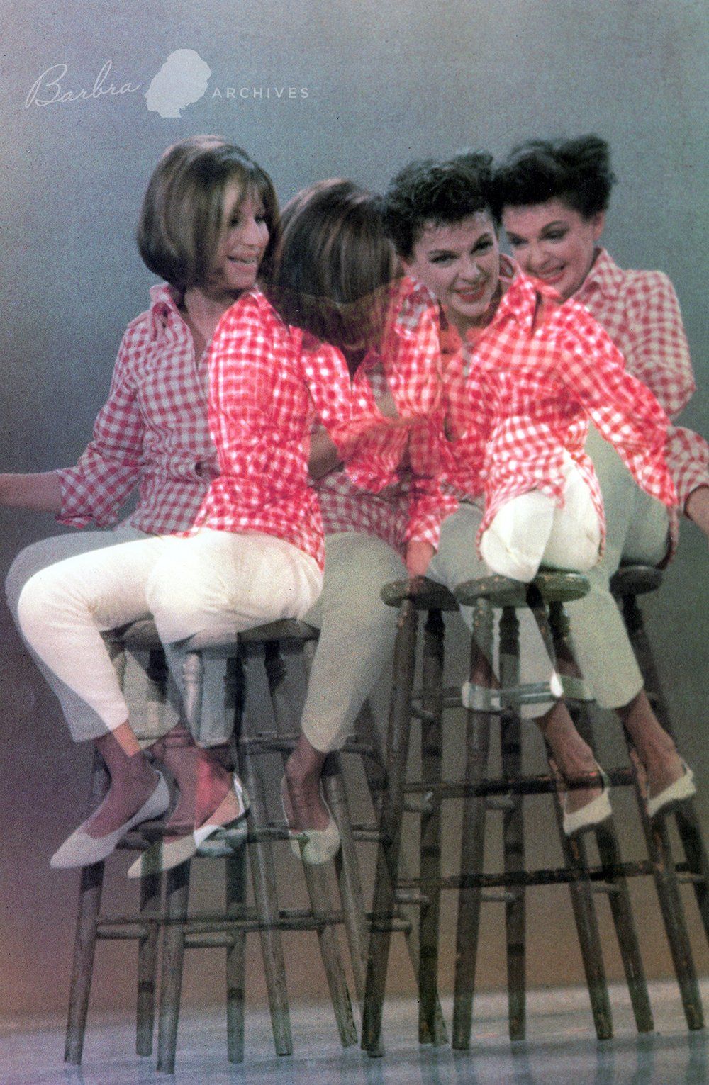 Streisand and Garland in multiple exposure photo by Roddy McDowell