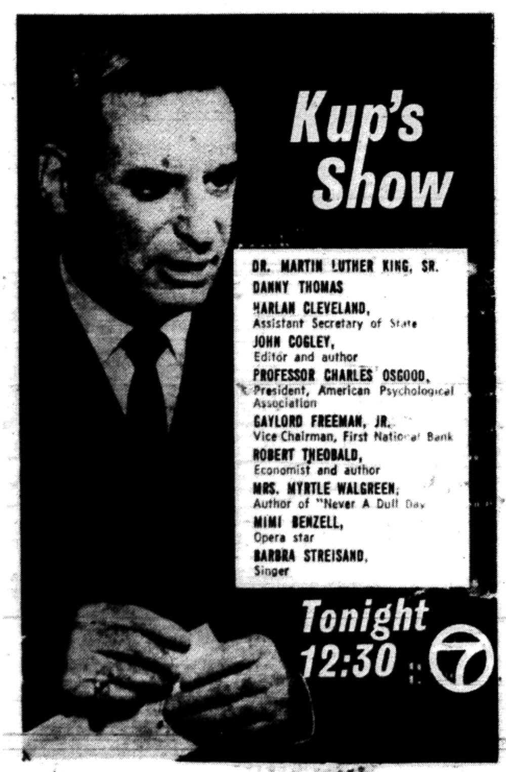 Newspaper ad for Bob Clayton's Boston Ballroom show.