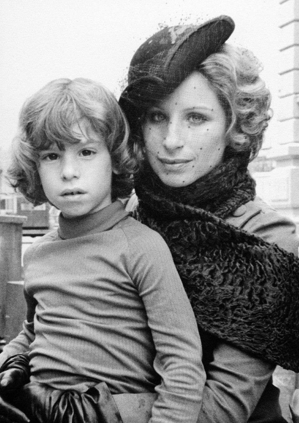 Cute picture of Barbra and her young son, Jason, on the set of Funny Lady.