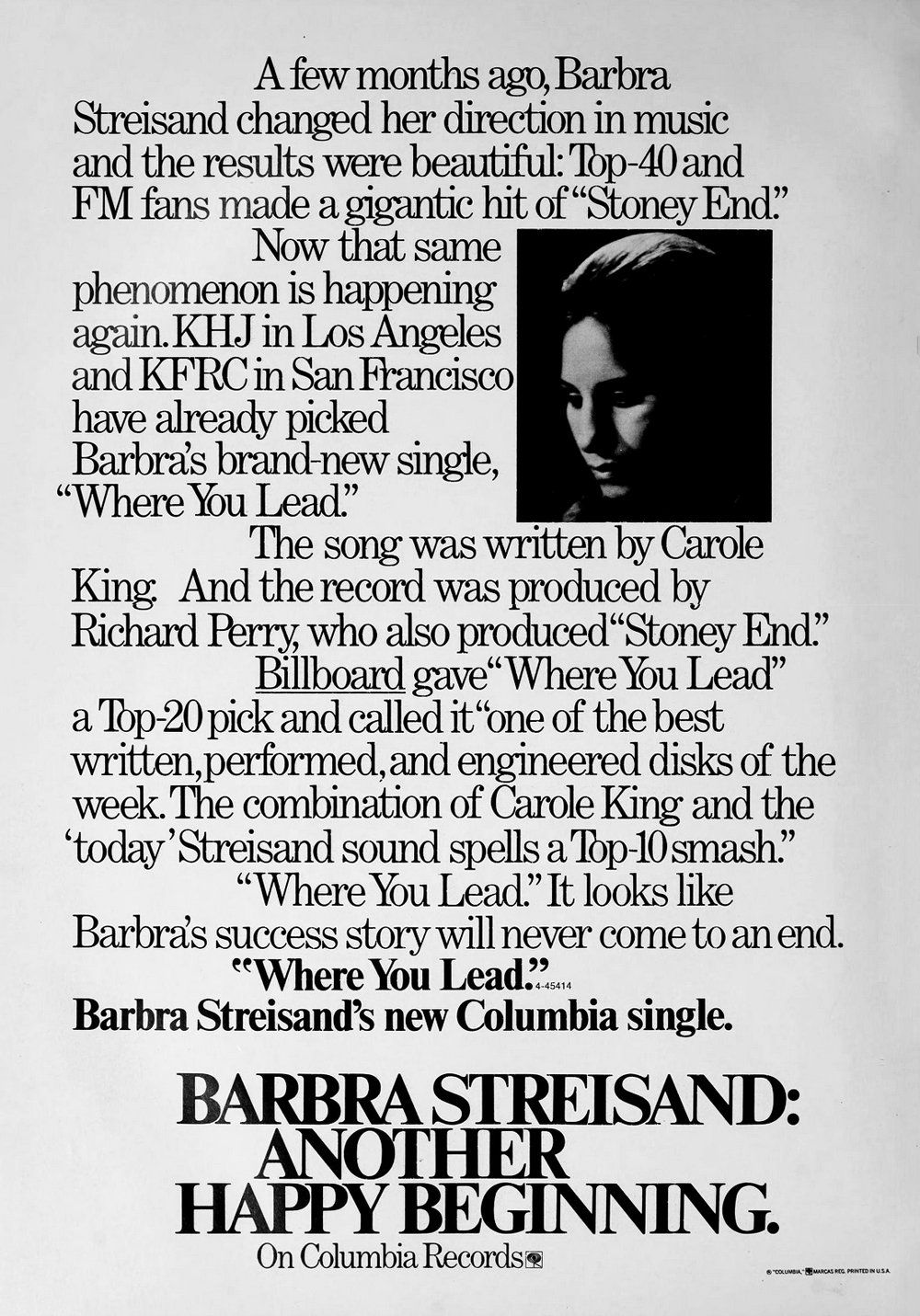 Columbia Records ad for this single.