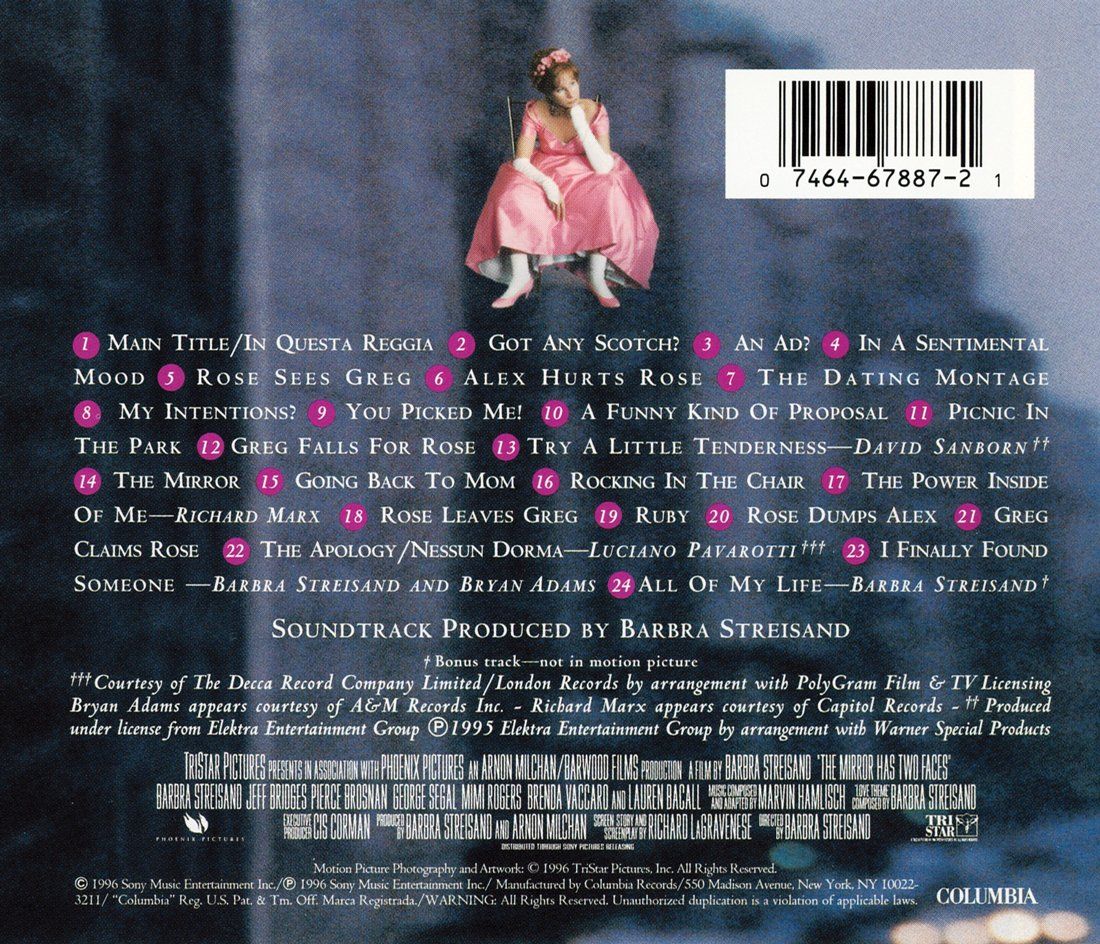The Mirror Has Two Faces back cover of CD