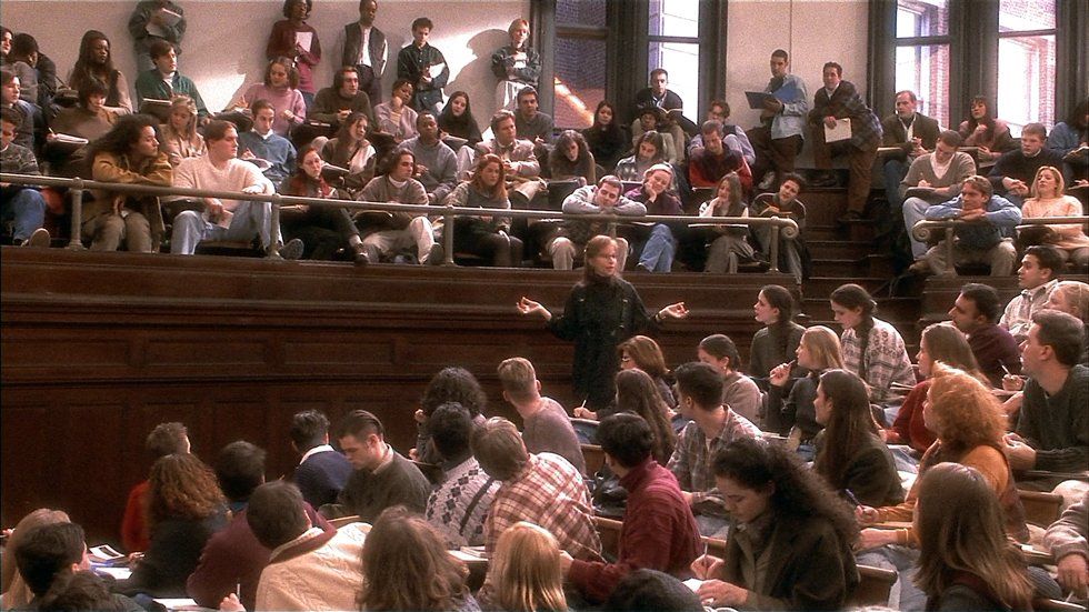Frame from the film in which Rose teaches class.