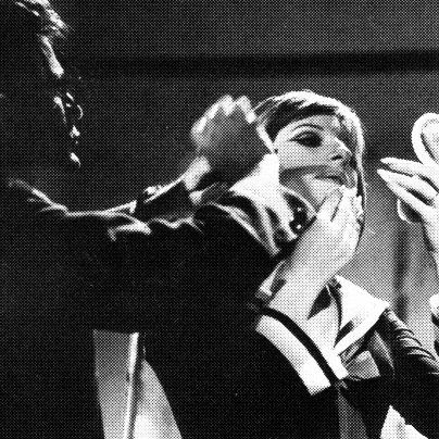 Streisand applies makeup at CBS studio.