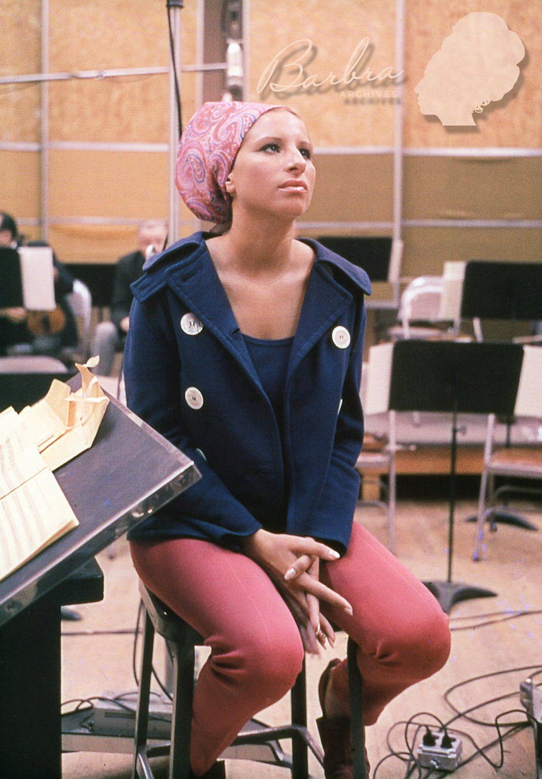 Barbra Streisand in the recording studio making this album Barbra Streisand in the recording studio making this album