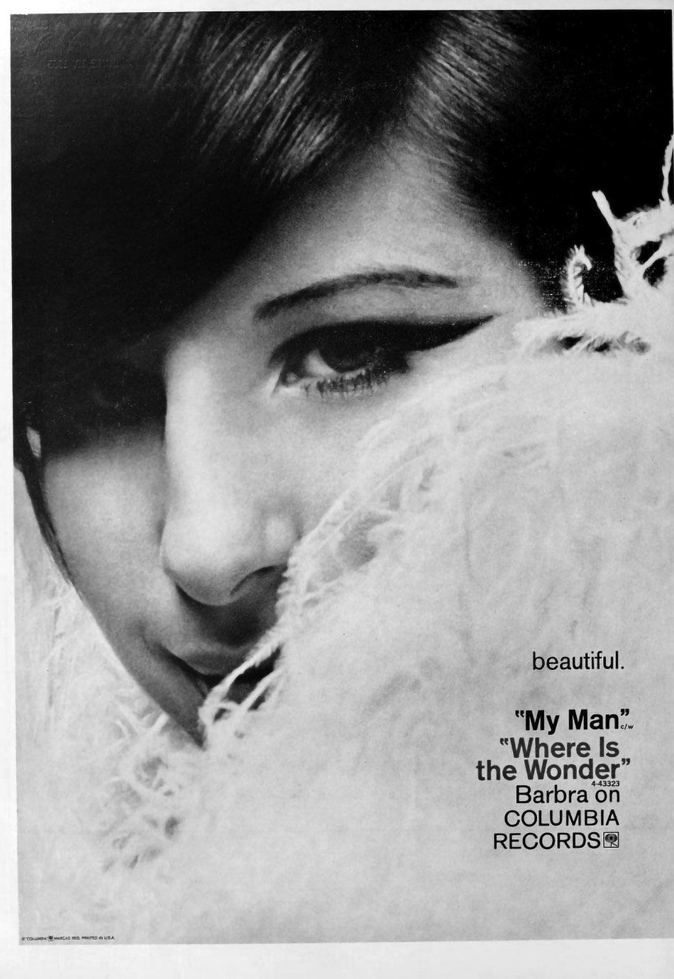 Columbia Records ad for the single My Man. Columbia Records ad for the single My Man.