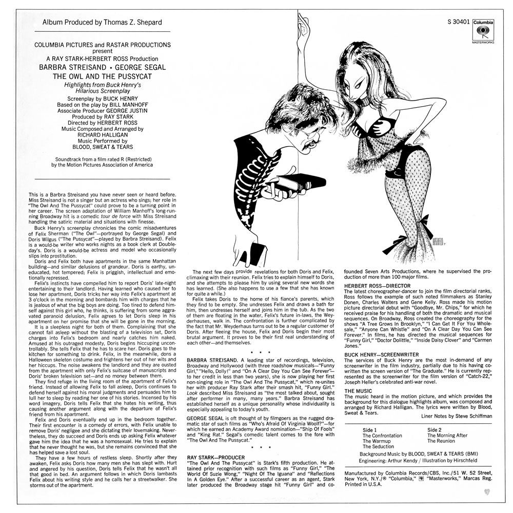 Back cover of The Owl & the Pussycat album.  Scan by Kevin Schlenker.