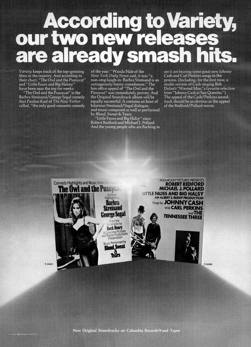 Columbia Records ad for Streisand's OWL & THE PUSSYCAT soundtrack album.