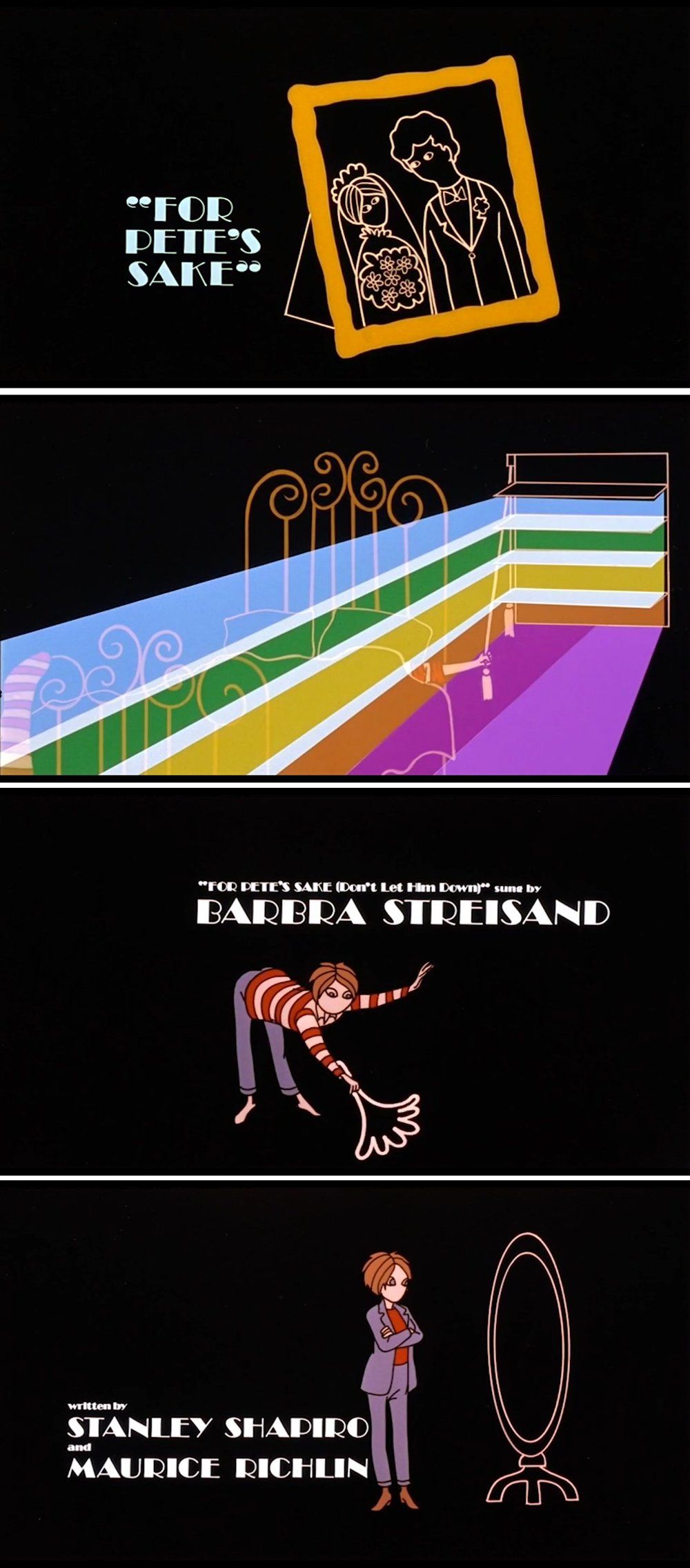 Frames from the animated opening credits of the movie. Frames from the animated opening credits of the movie.