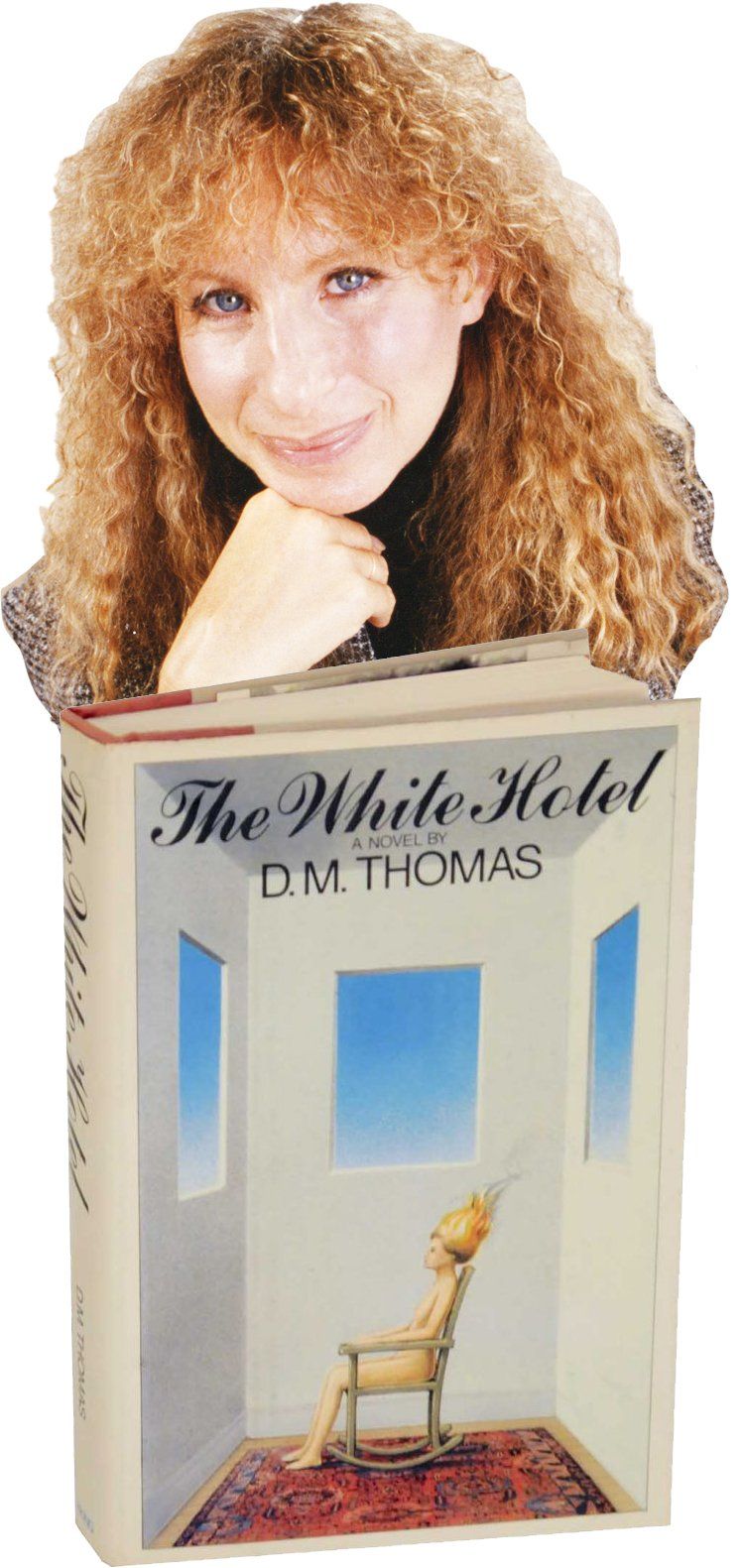 Image of Streisand and the book The White Hotel.