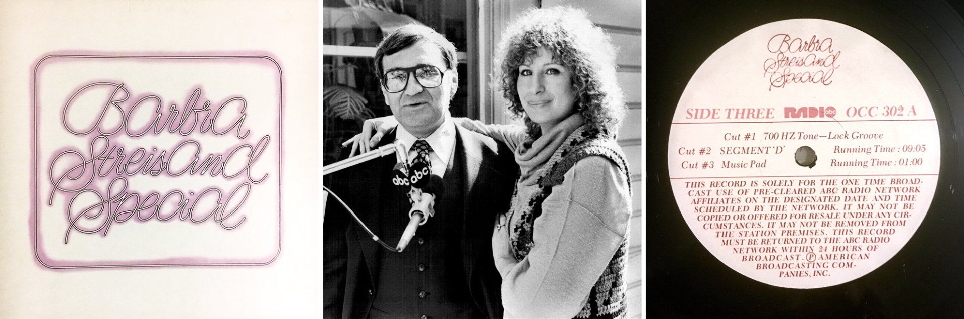 Radio Special LP box set, and photo of Streisand with Rick Sklar of ABC Radio.
