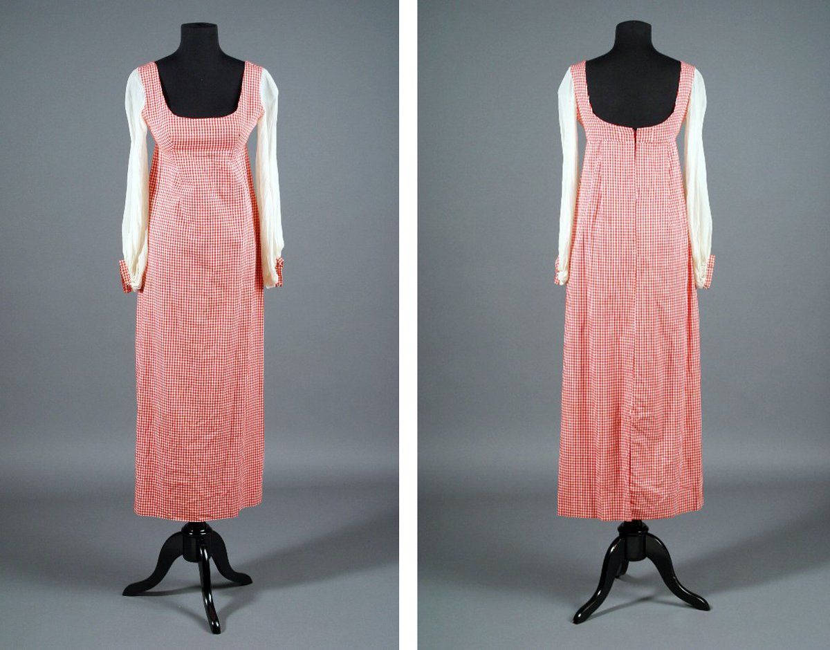Photos of front and back of Streisand's red gingham dress Photos of front and back of Streisand's red gingham dress
