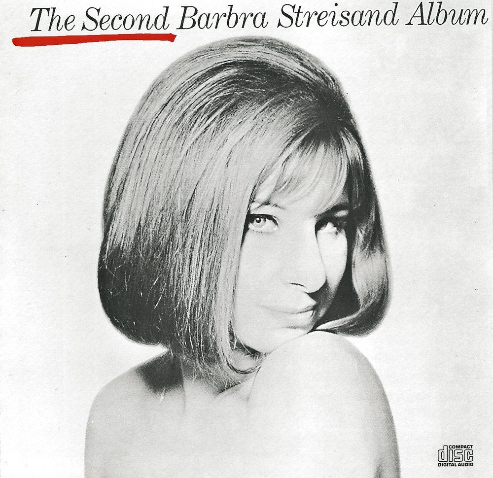 Black-and-white album cover of Barbra Streisand with title text at top