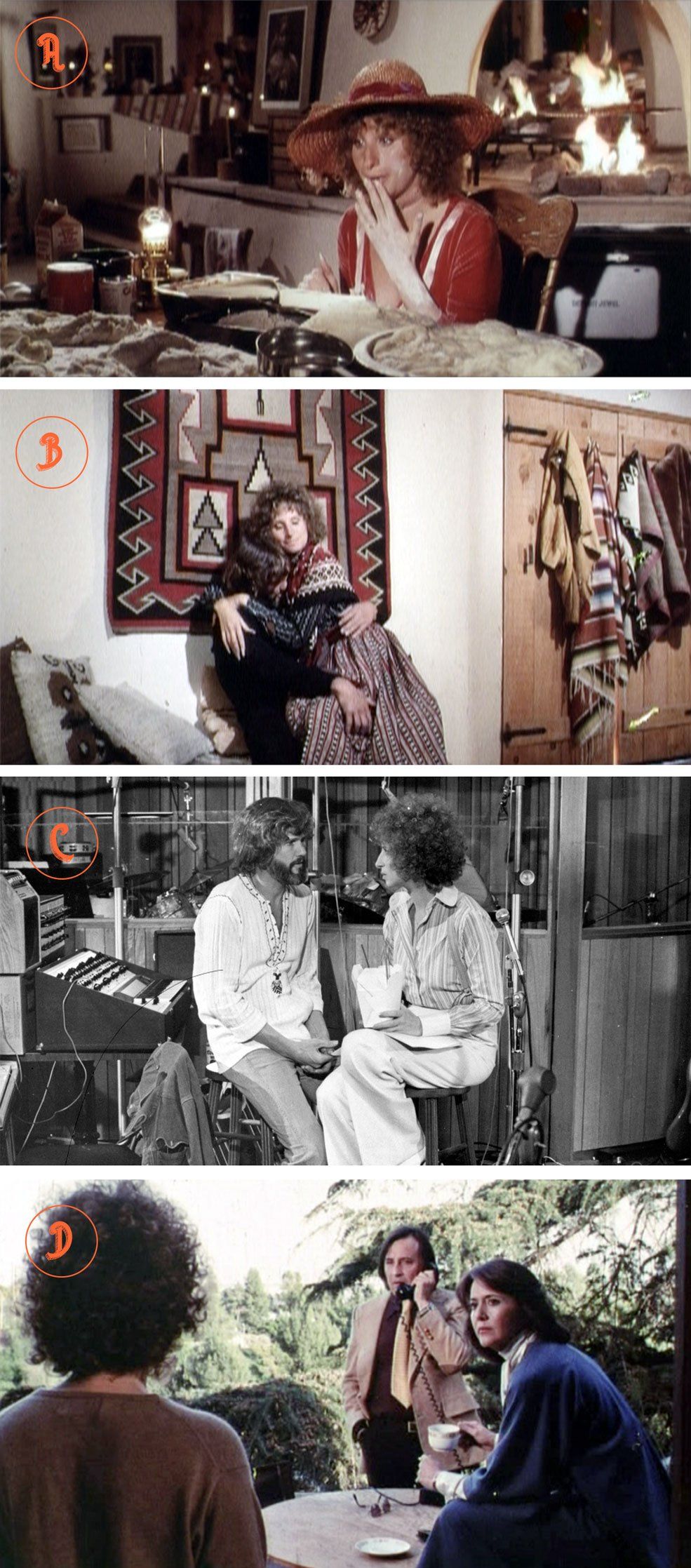 Four photos of scenes cut from A Star Is Born - 1976.