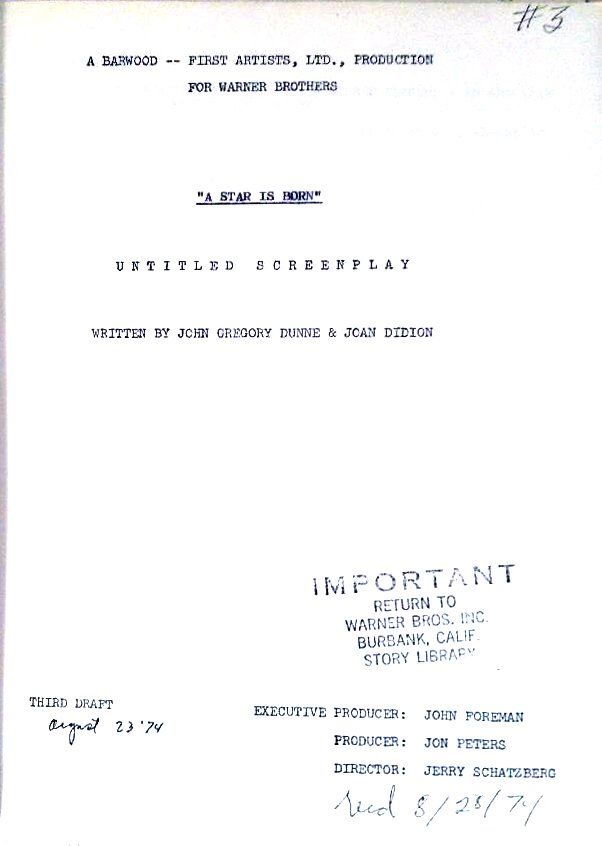 Cover of screenplay by Dunne and Didion with Schatzberg attached to direct.