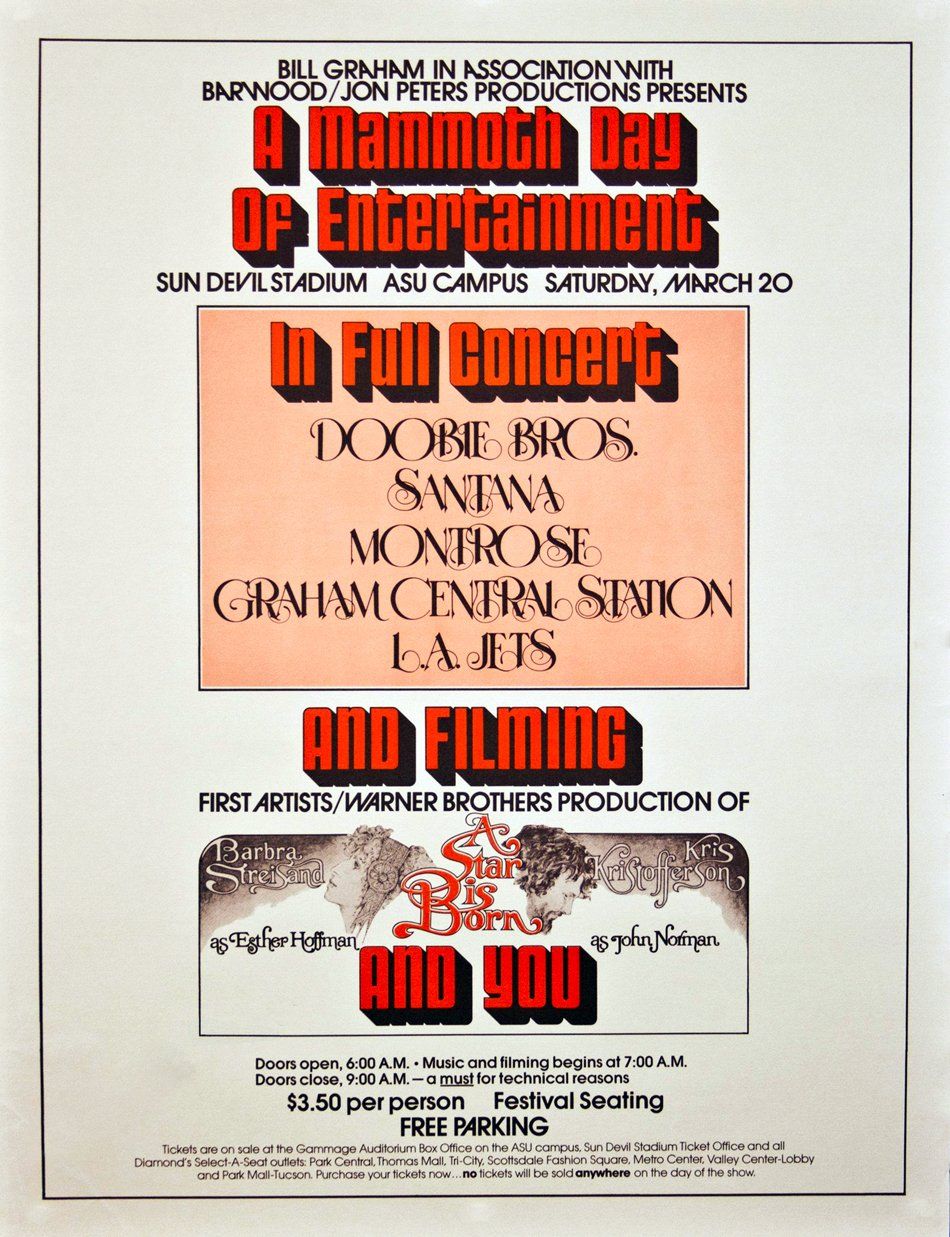 First poster listing Doobie Bros. instead of Frampton, who replaced them in the lineup.