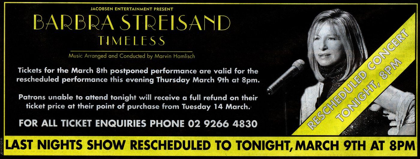 Last Night's show rescheduled to tonight, March 9th
