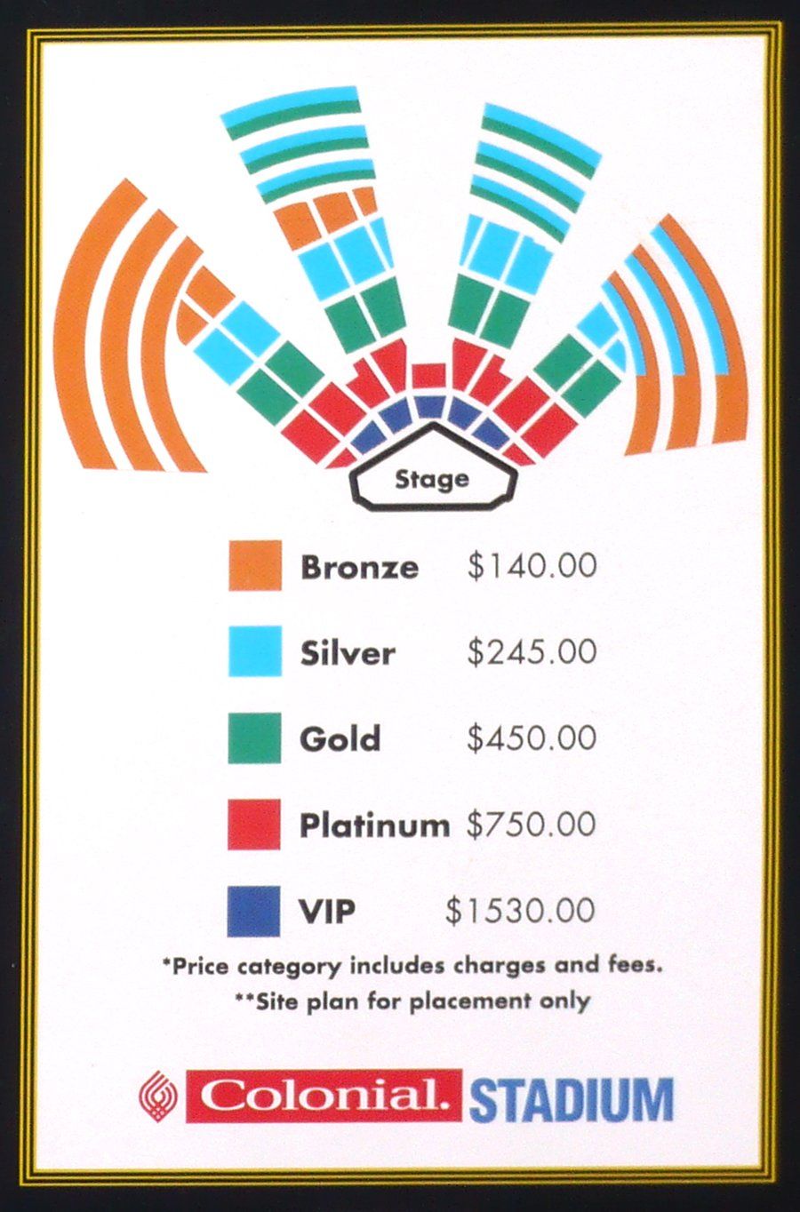 Seating chart for Melbourne stadium.