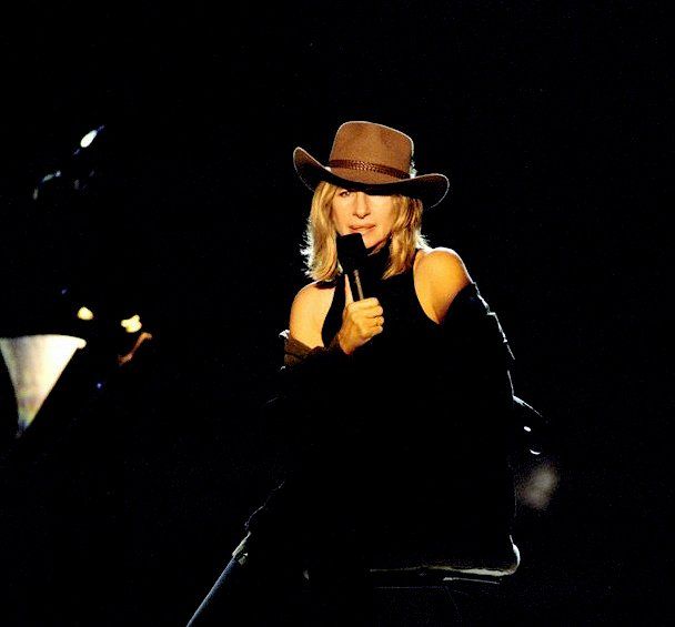Streisand singing in the rain.