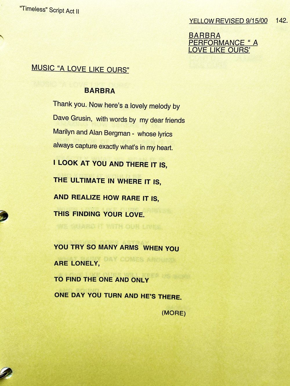 Page revision from Streisand's Los Angeles concert.