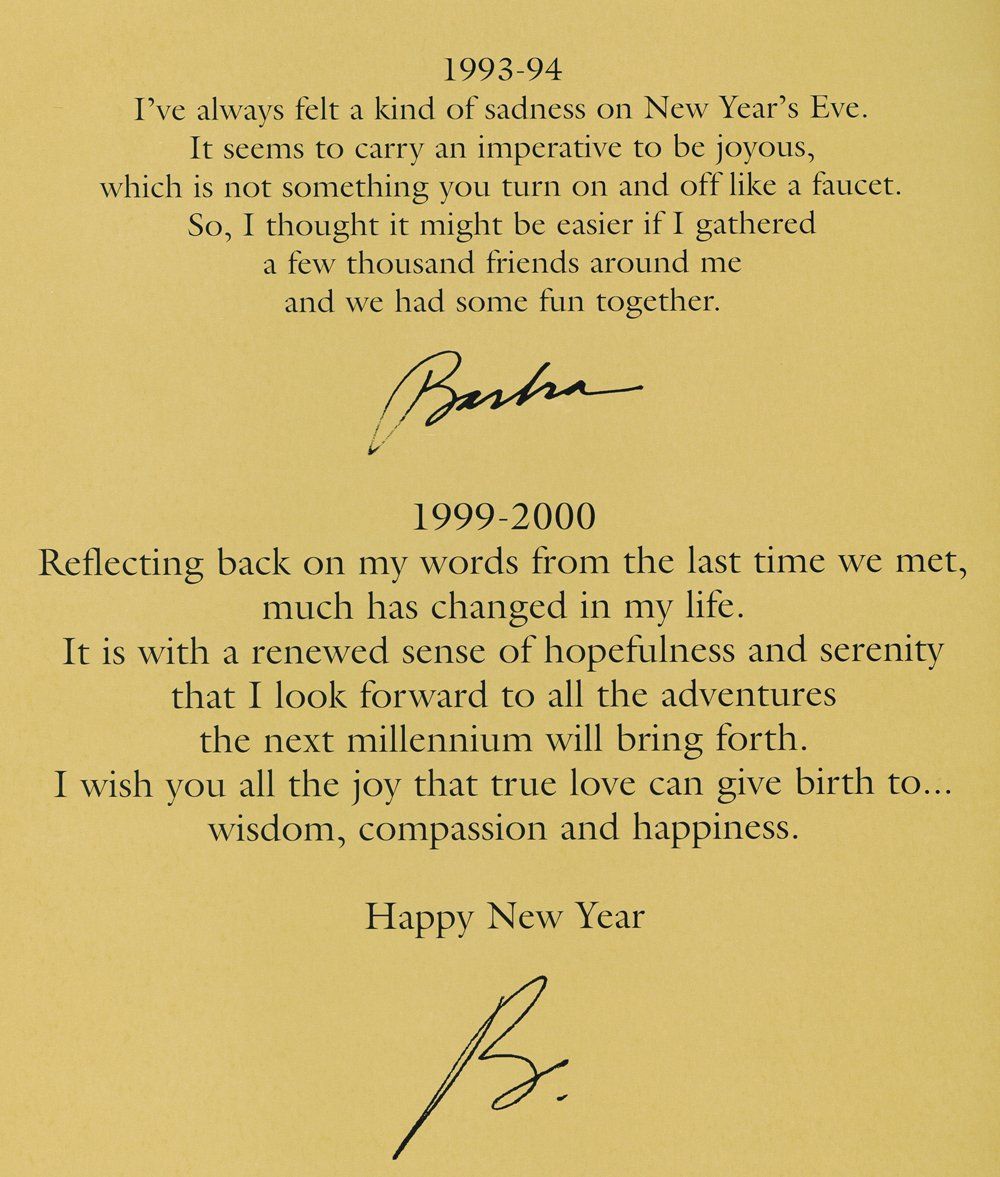 Barbra's note to the audience from the Timeless concert program.
