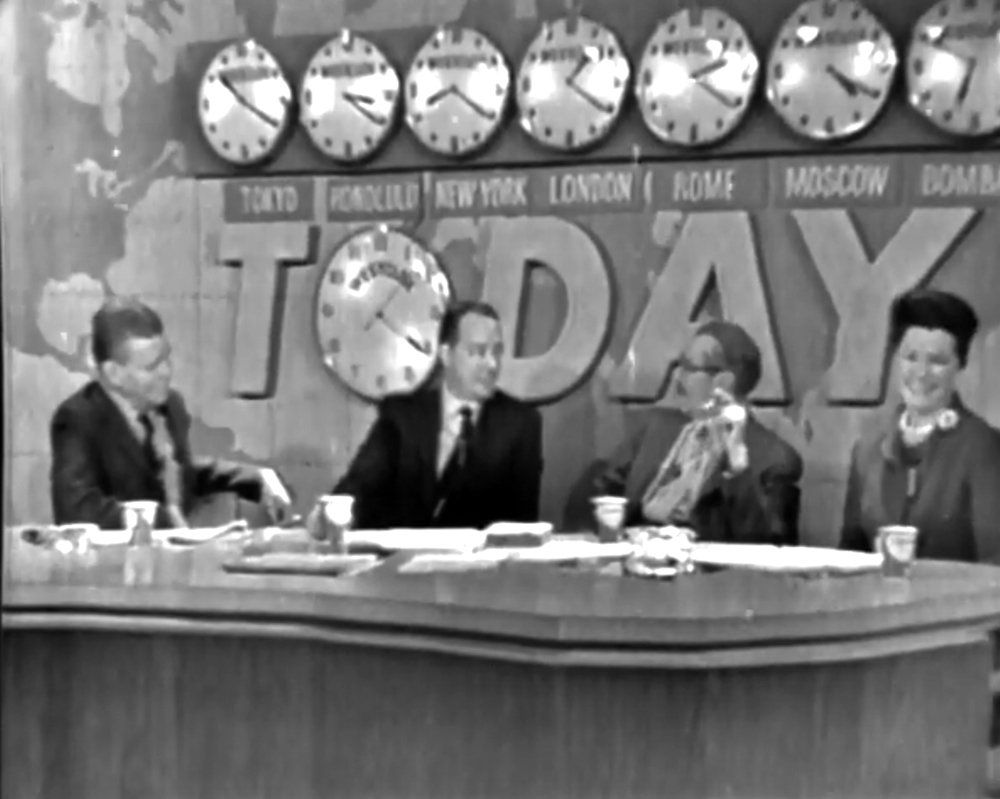 Jack Lescoulie, Hugh Downs, guest Groucho Marx, and Pat Fontaine.