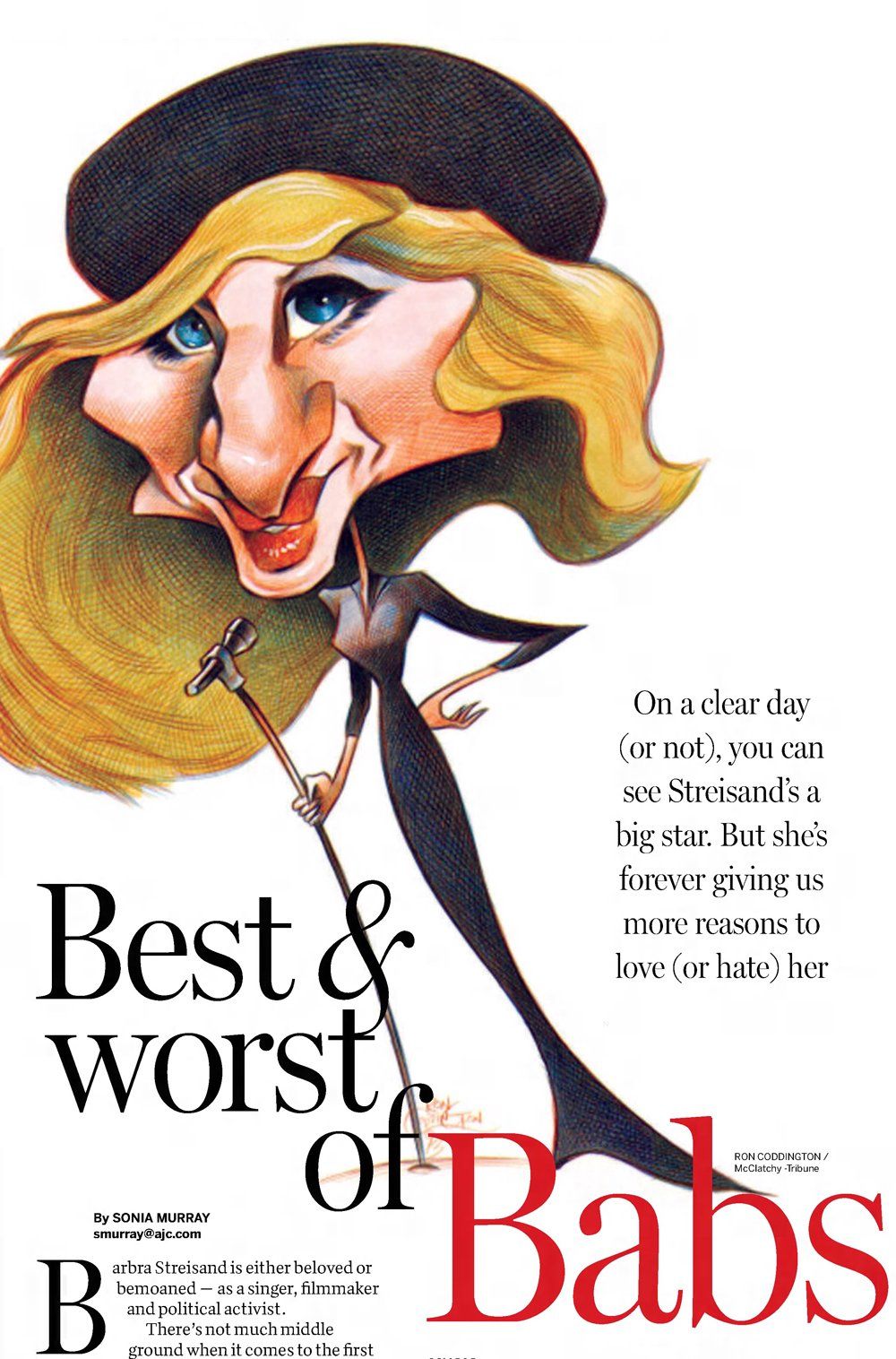Atlanta newspaper illustration and story about Streisand. Atlanta newspaper illustration and story about Streisand.